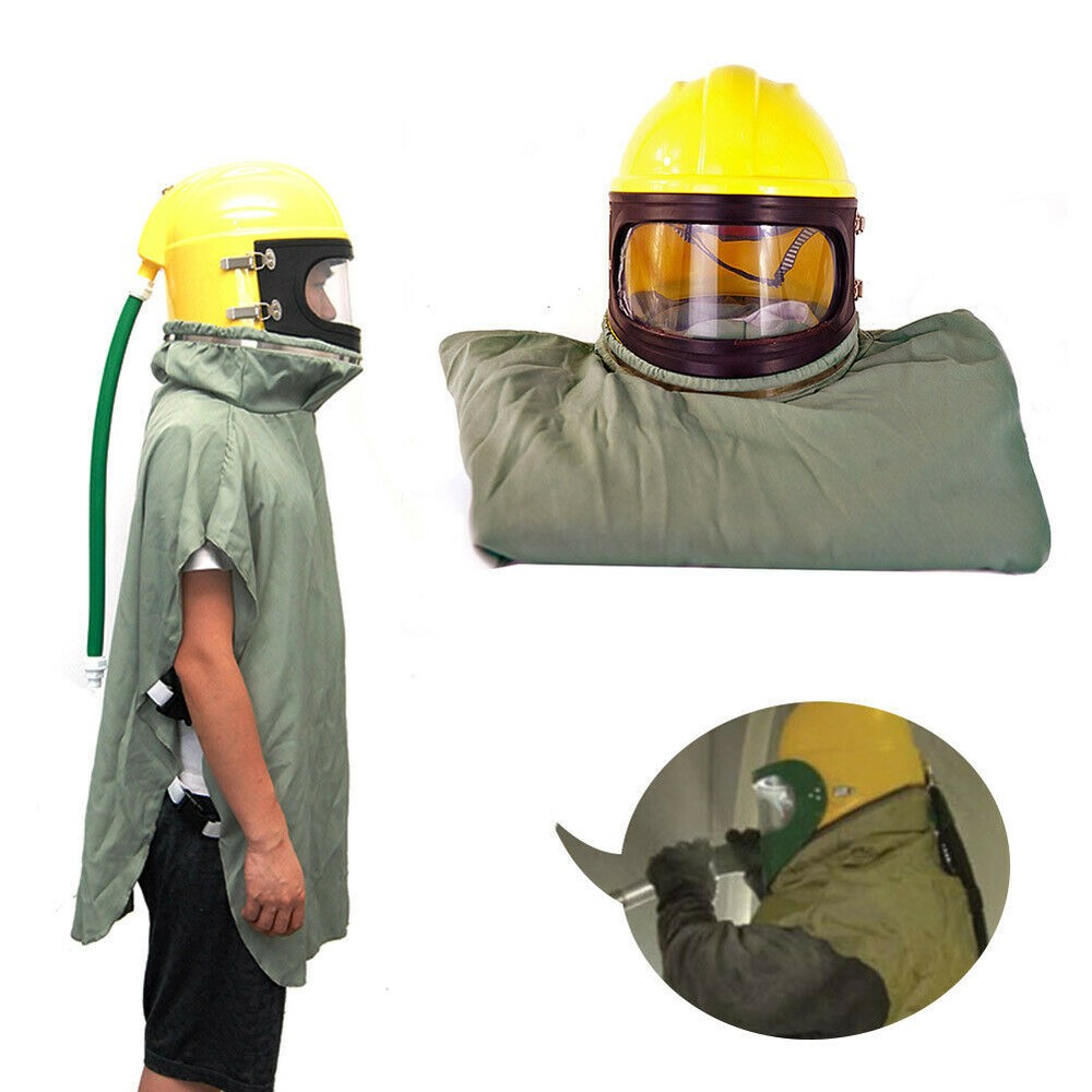 Safety Sandblast Helmet Sand Blast Hood Protector w/ Protector Replacement Lens
