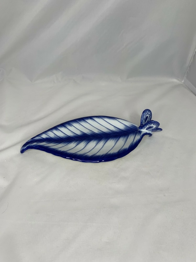 bombay co candy nut serving dish spoon rest leaf design butterfly handle