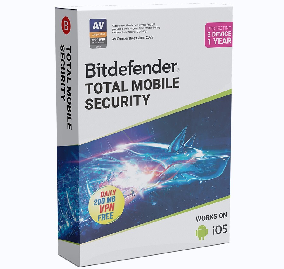 Bitdefender Total MOBILE Security - 1 Year 3 Devices (ONLY ANDROID & iOS)