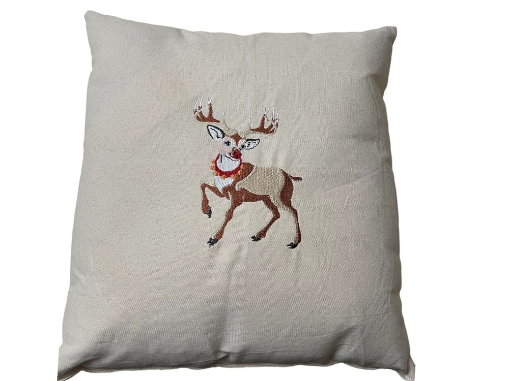 cushions with deer embroidery on canvas material