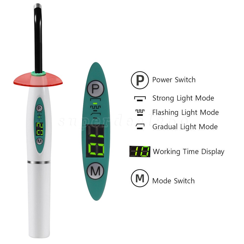 Dental Wireless LED Curing Light Lamp Blue Light 1500mW/cm²