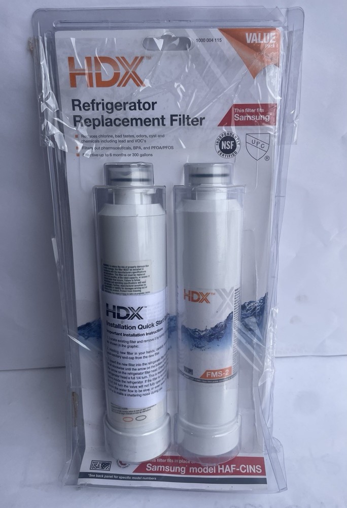 (2) Pack - HDX FMS-2 Water Filter for Samsung Refrigerators HAF-CINS - Open Pkg