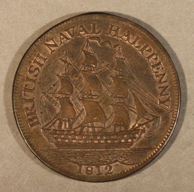 1812 Great Britain Nelson Naval Half Penny Token Nice