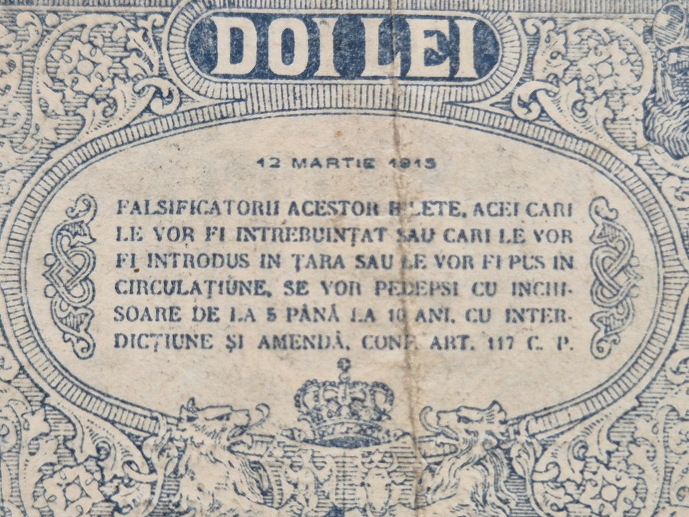 Romania 2 lei 1915 banknote