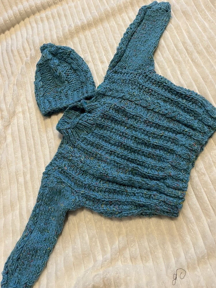 Cable Knit Turtleneck Sweater Teal Blue