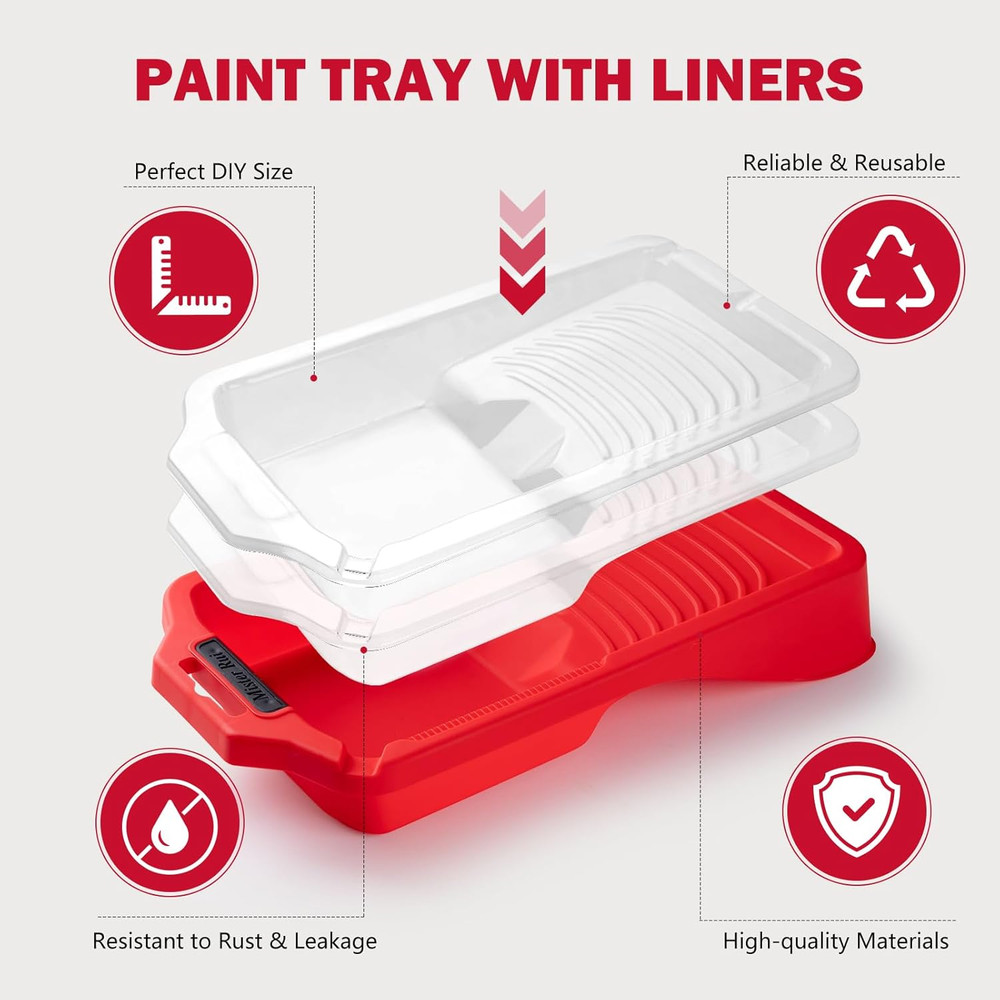 Paint Roller Kit-13 Piece, 4-Inch Microfiber Paint Rollers with Ergonomic Handle