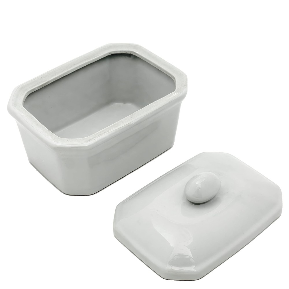 Red Lantern 8" White Porcelain Covered Jar