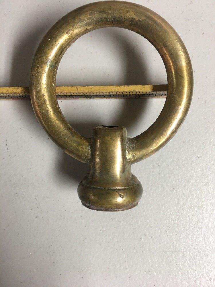 LARGE 1/4 IPS ( 1/2 ) Threaded Heavy Solid Brass Loop 3 INCH DIAMETER