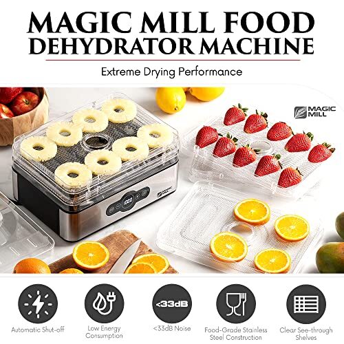 Food Dehydrator Machine | 5 Stackable Stainless Steel Trays Jerky Dryer with ...