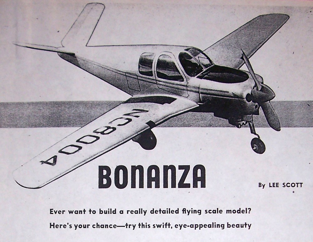 Two Sizes BEECH BONANZA V-TAIL PLANS & CONSTRUCTION ARTICLE for UC Model Planes