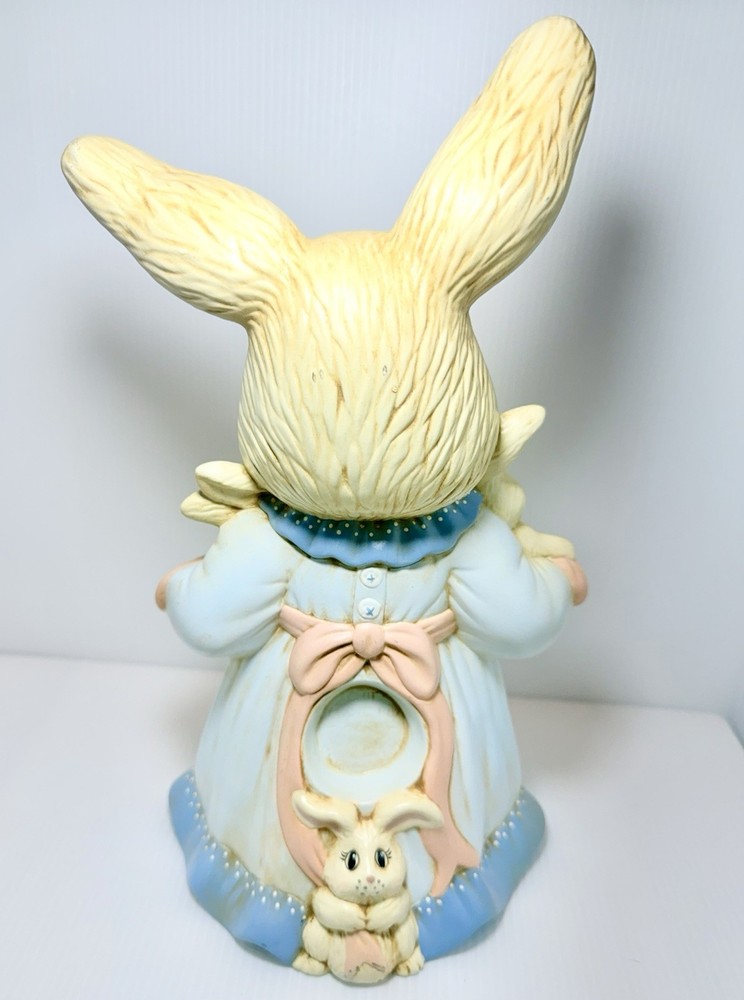 Vintage 1980’s Easter Bunny Rabbit Mama With Babies 12" Ceramic Easter Decor