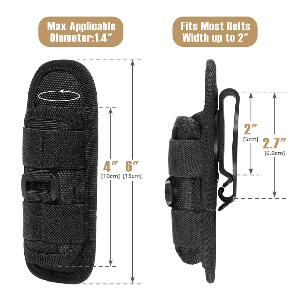 Tactical Molle Flashlight Holder Nylon Belt Holster Flashlight Torch Case Pouch