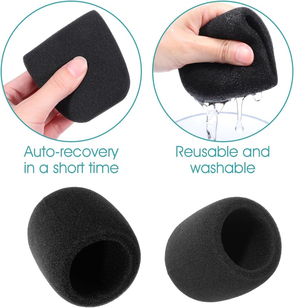 Microphone Cover, 6PCS Foam Mic Covers Black Microphone Windscreen Pop Filter Co