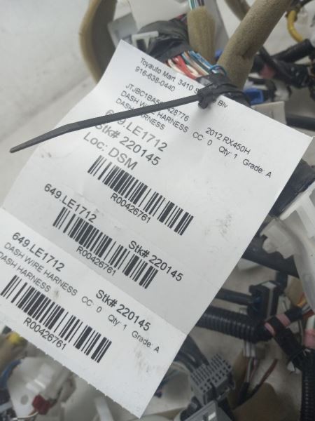 12 LEXUS RX450H DASH WIRE HARNESS