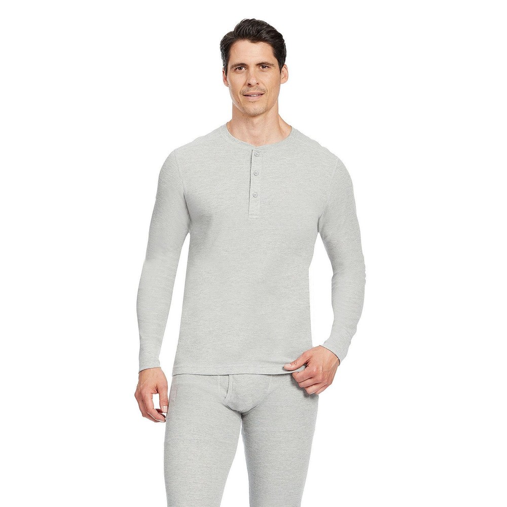 Men's Eddie Bauer Midweight Waffle Henley, Black. Medium