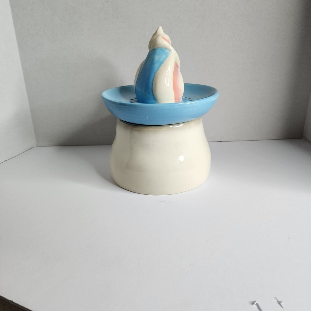 Cracker Barrel Bunny Rabbit Ceramic Citrus Juicer Reamer 2Piece Set Easter Decor