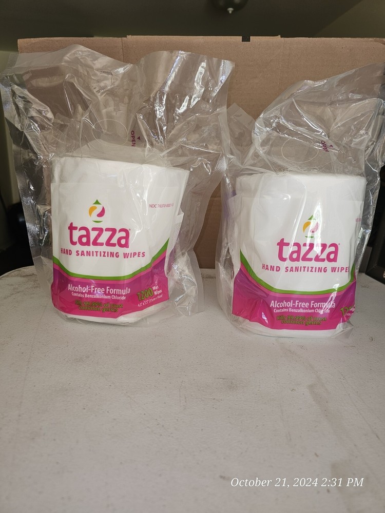 TAZZA Hand Sanitizing Wipes 1200 Sheets a Roll x 2