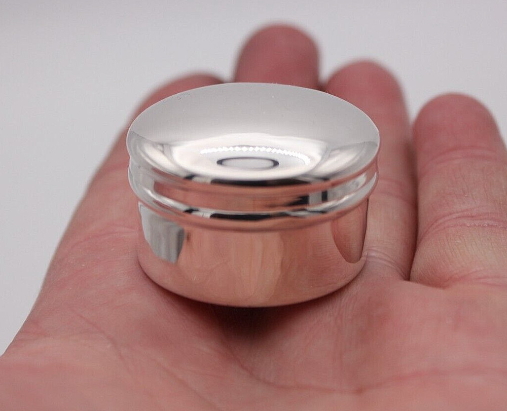 Sterling Silver pill / patch box 37 mm dia. Birmingham 1904