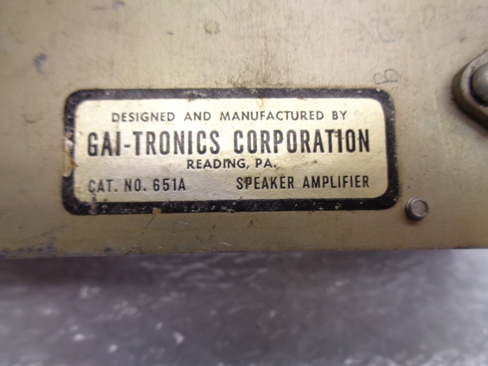 GAI TRONICS 651A AMPLIFIER (AS PICTURED) UNMP