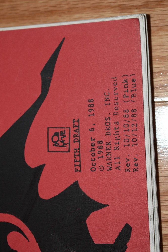 1988 Batman Screenplay 5th Draft By Sam Hamm Warner Bros October 6th Original