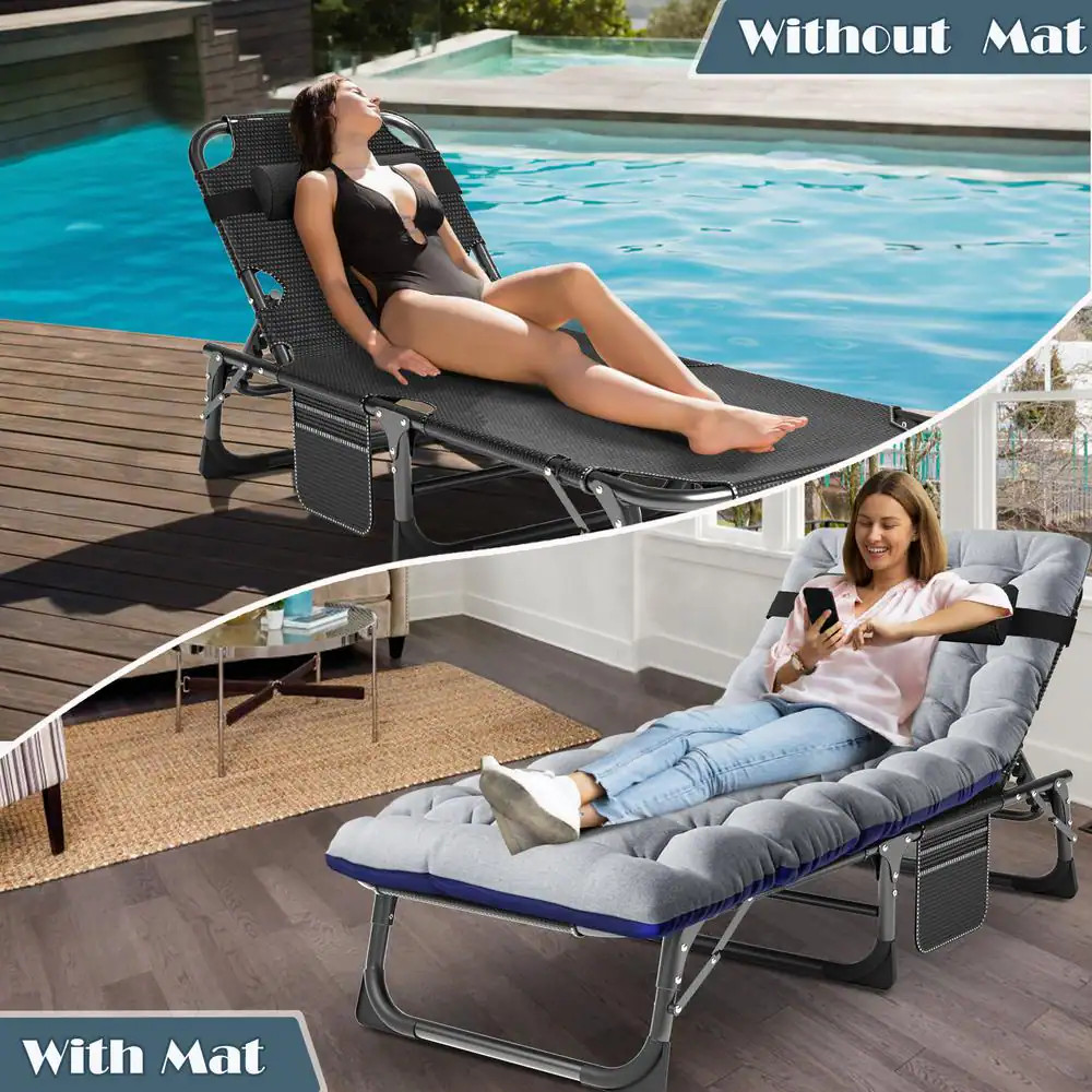 Folding Sleeping Cots Bed with Mattress and Pillow, Folding Camping Cot, Adjusta
