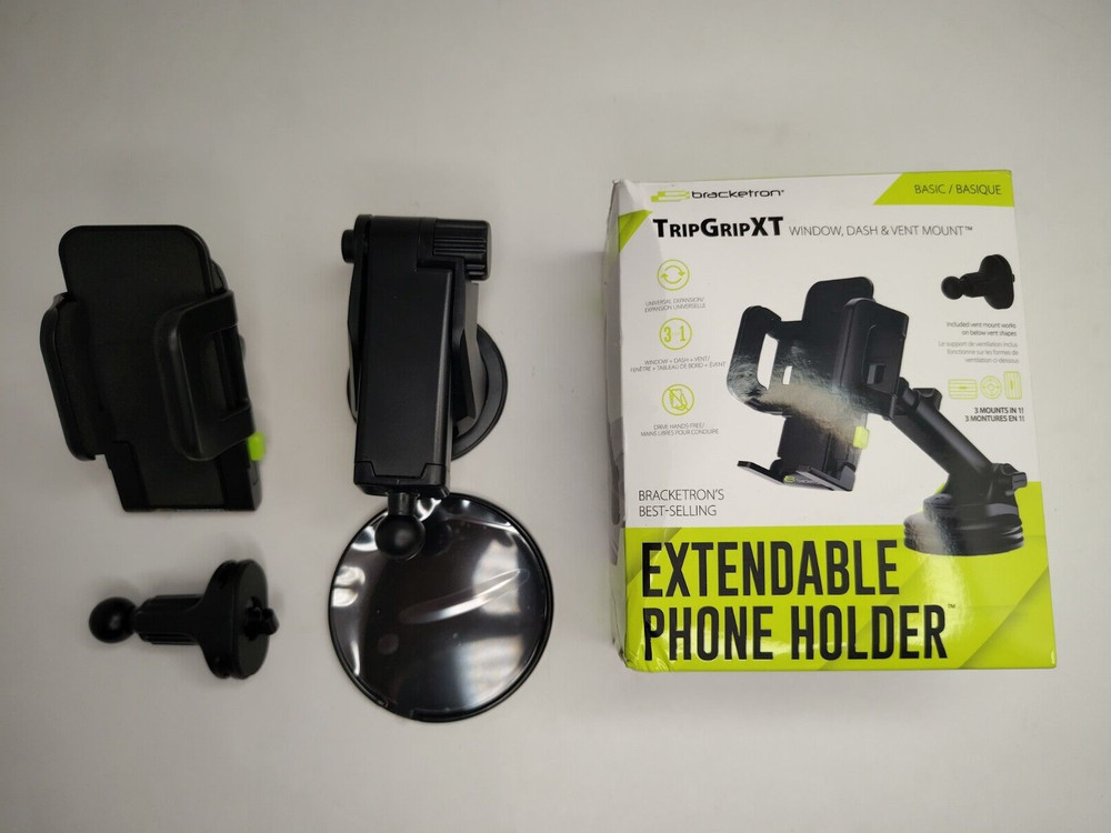 Bracketron TripGrip Extendable Car Window Dash Vent Phone Mount - Black
