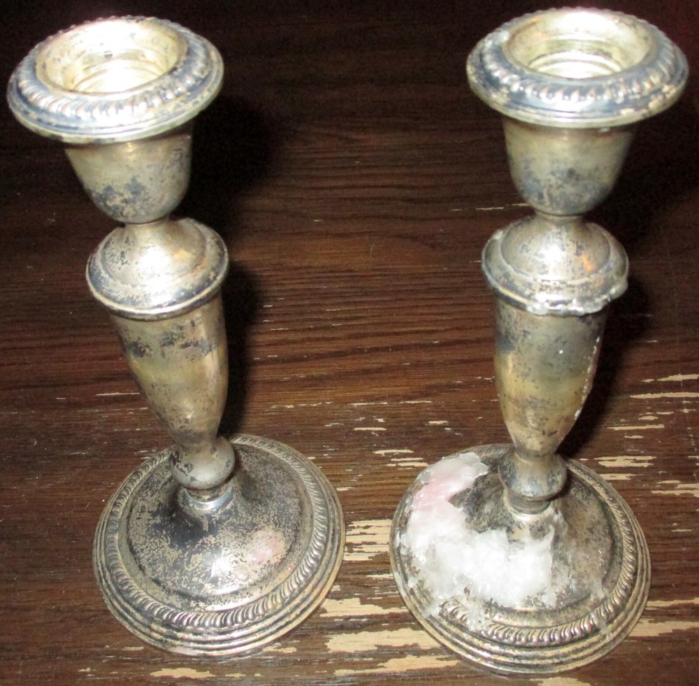 (2) Empire Sterling Weighted Candle Holder pair
