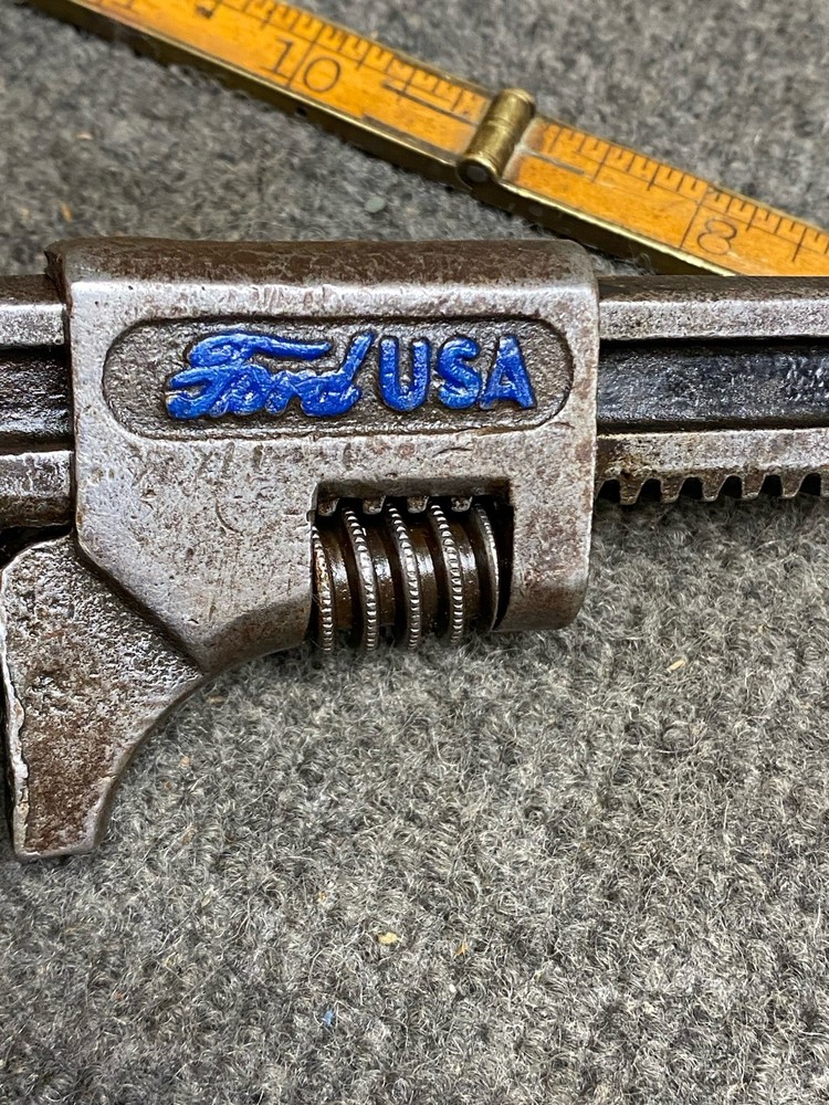 Vintage Ford USA 9" Adjustable Auto Wrench With Large Script With Drain Plug Lug