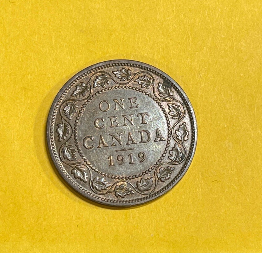 1919 Canada One Cent Coin Great Condition