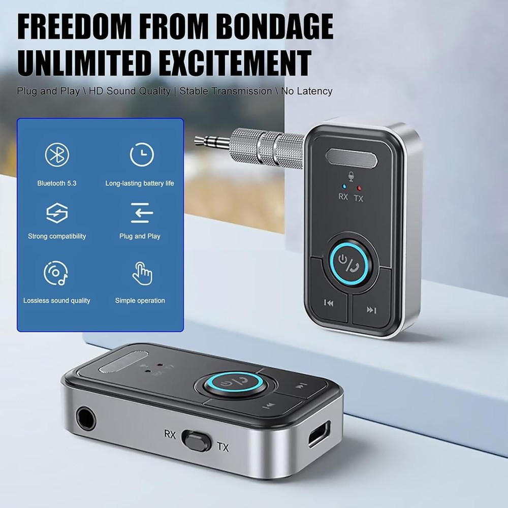 Bluetooth Noise Cancelling Bluetooth Car Adapter, Wireless Audio Receiver-Black