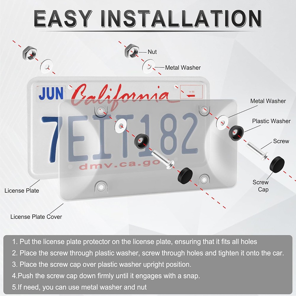 License Trim Plates 2 Pack Frame Decors Gray Bubble Protector For US Plate