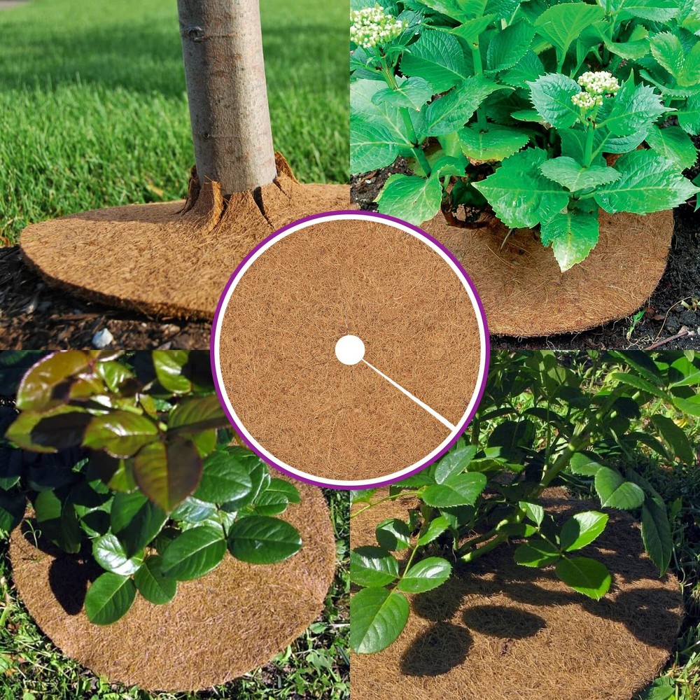 10 Pcs 11.8 Coco Coir Fiber Tree Mulch Ring Protector Mat- Coco Liner Mulch ...