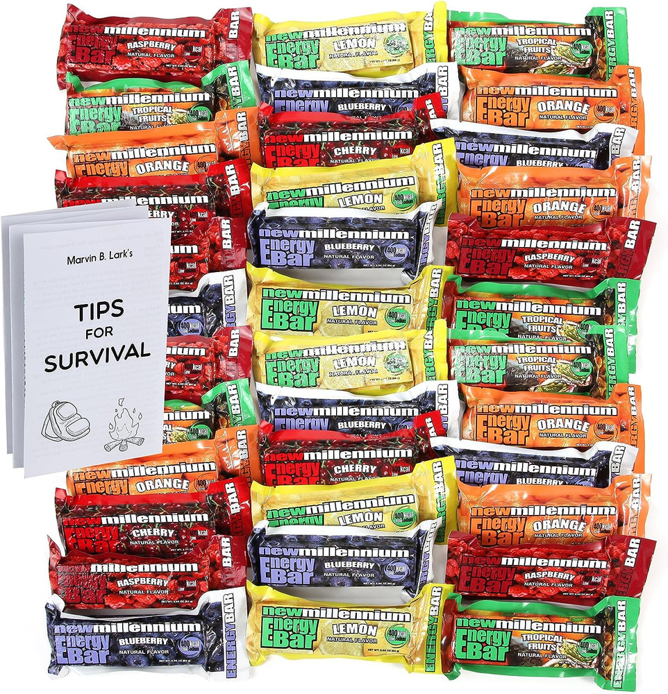 Millenium Foods Energy Bars Assorted Flavors Including Emergency Guide (36 Packs