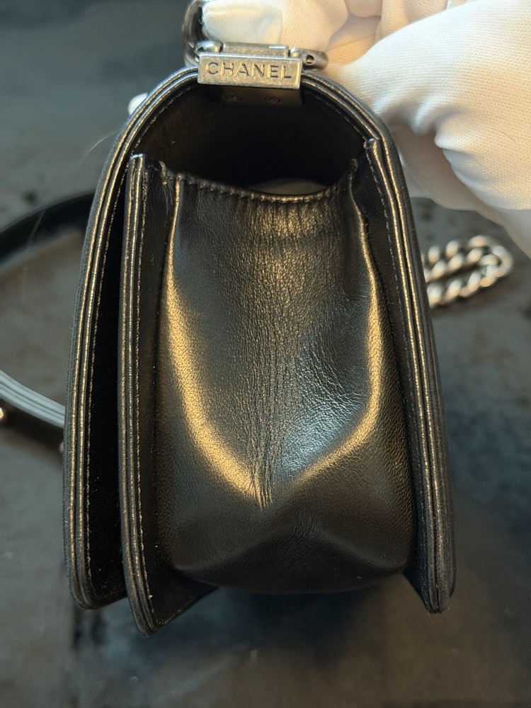 Chanel Small Strass Crystal Boy Bag in black leather