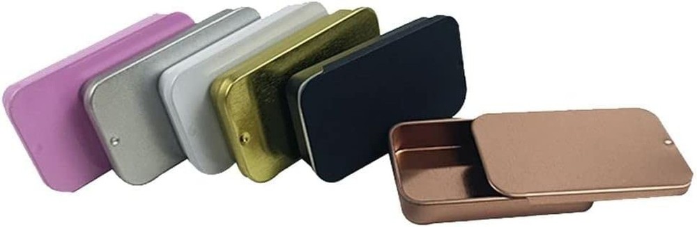 Silver Rectangular Empty Slide Top Metal Tin Containers for Candies, Jewelry,...