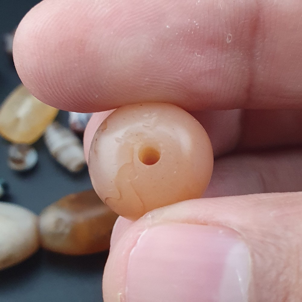 Ancient Suliemani Pattern Agate Beads Lot with Visible Damage