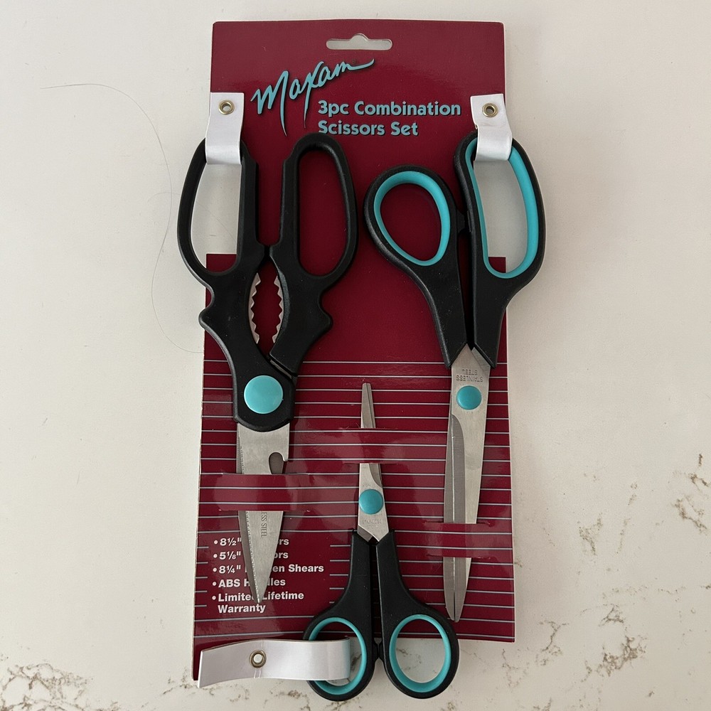 Maxam Combination Scissor Set Of 3 Kitchen Shears ABS Handles 3pc