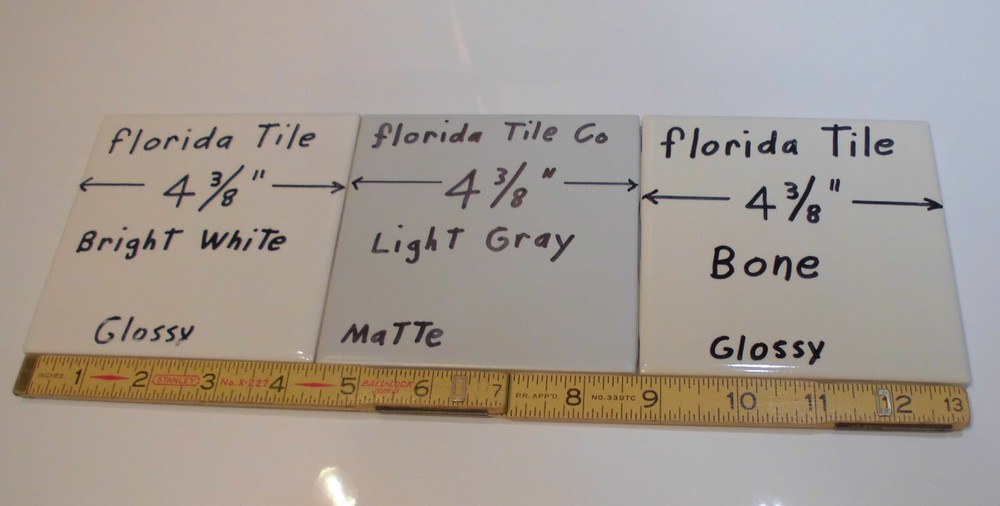 1 pc. *Light Gray* Matte Ceramic Tile 4-3/8" by Florida Tile Co. NOS