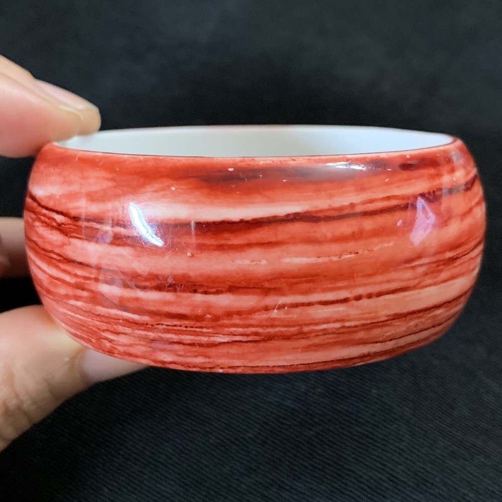 Vtg Liquid Red Lucite Wide Bangle Bracelet 1.25” Width