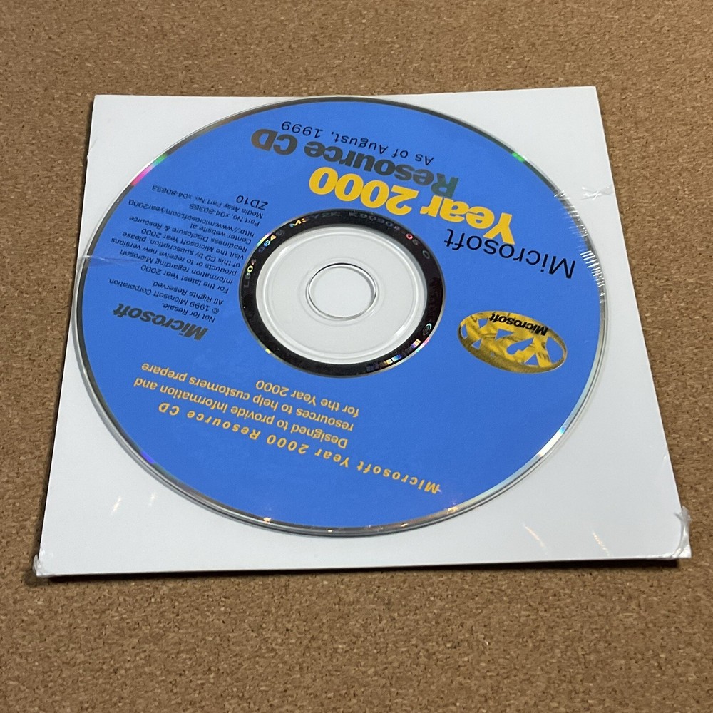 Vintage 1999 Microsoft Year 2000 Resource CD Y2K Software. Sealed New