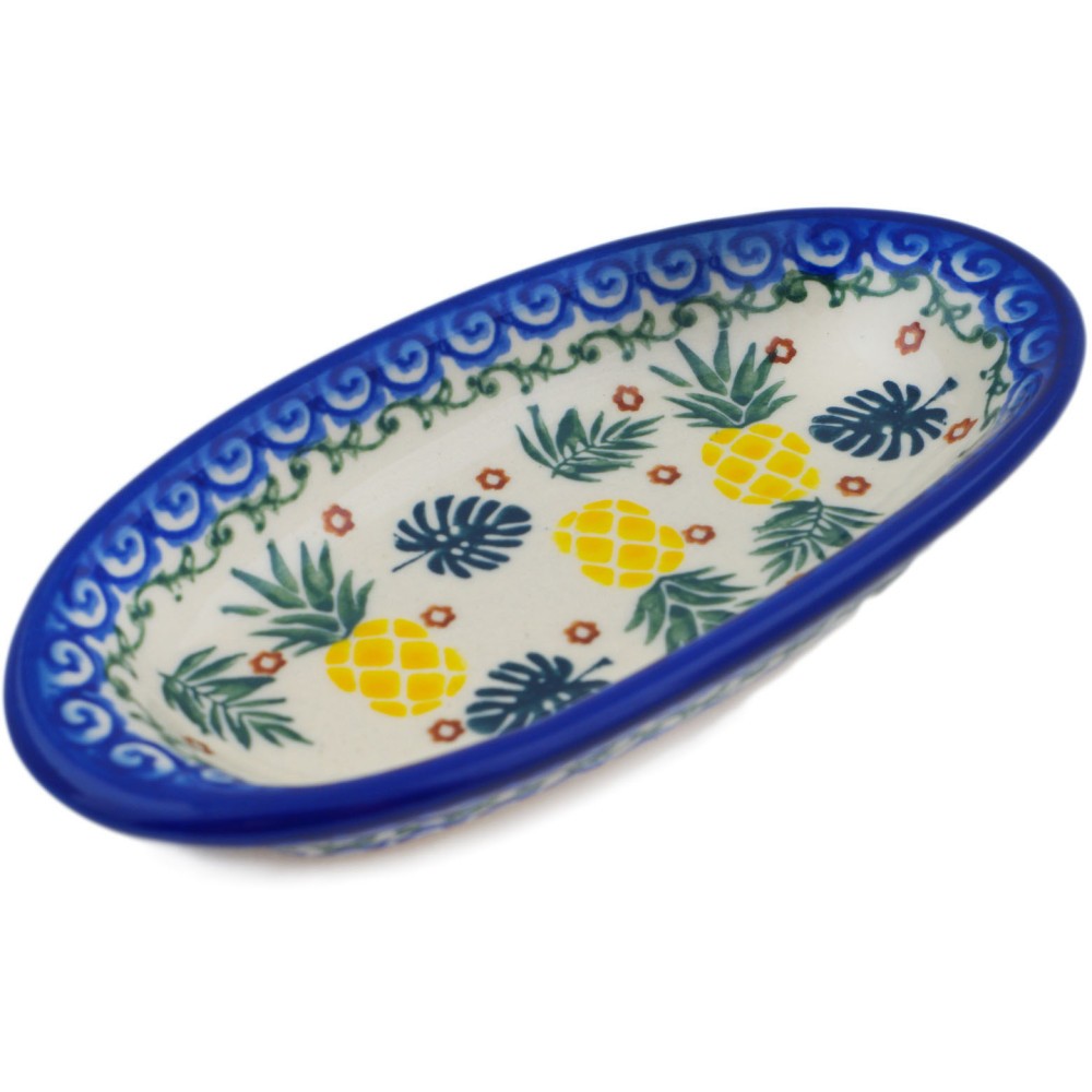 Polish Pottery Condiment Dish 6" Pineapple Parade