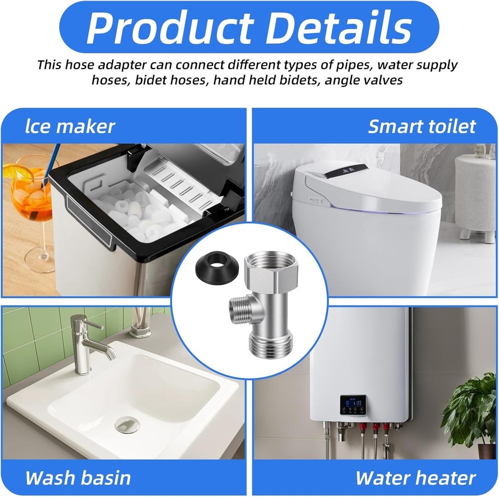 Compact 3-Way Bidet T Adapter - Copper Construction & Reliable Performance