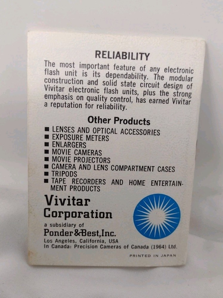 Vivitar 91 Electronic Flash with Manual Untested