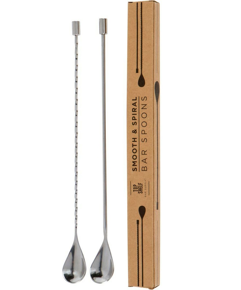 Heavyweight Professional Bar Spoons - 2pc Set (Spiral Handle & Smooth Handle)...