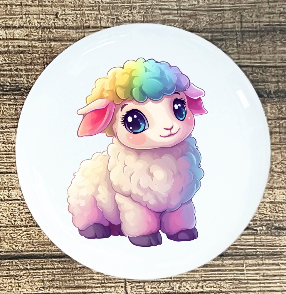 CHIBI SHEEP White ceramic knob kitchen cabinet dresser knob