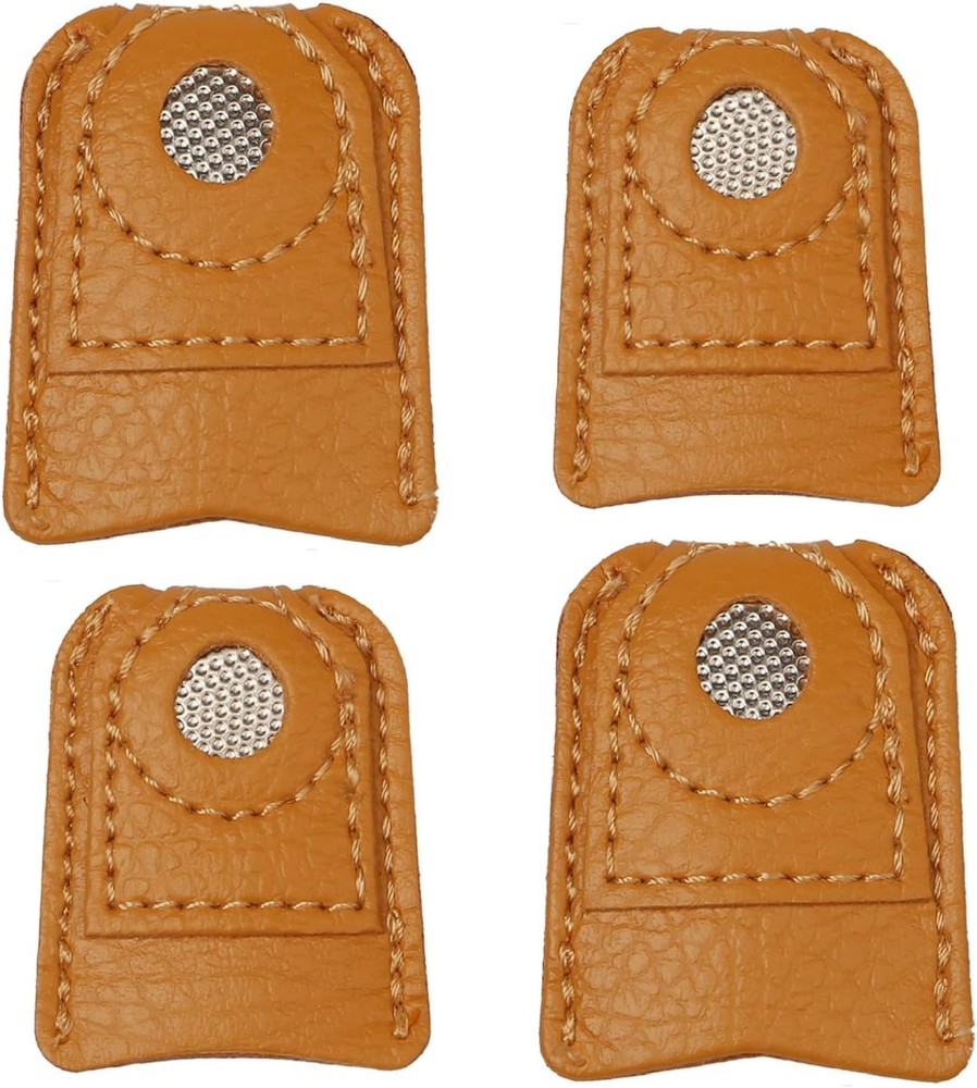 4 Pieces Leather Thimble Sewing Finger Protector Coin yellow