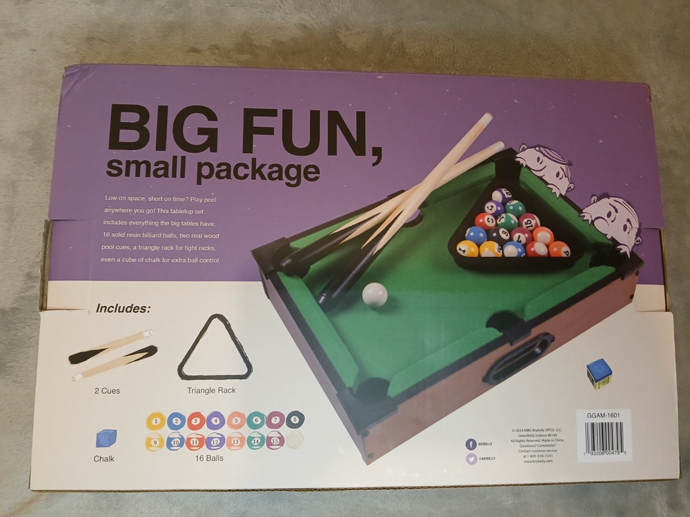 Tabletop Mini Pool Table & Billiard Set Small Billiards Game Real Balls NIB