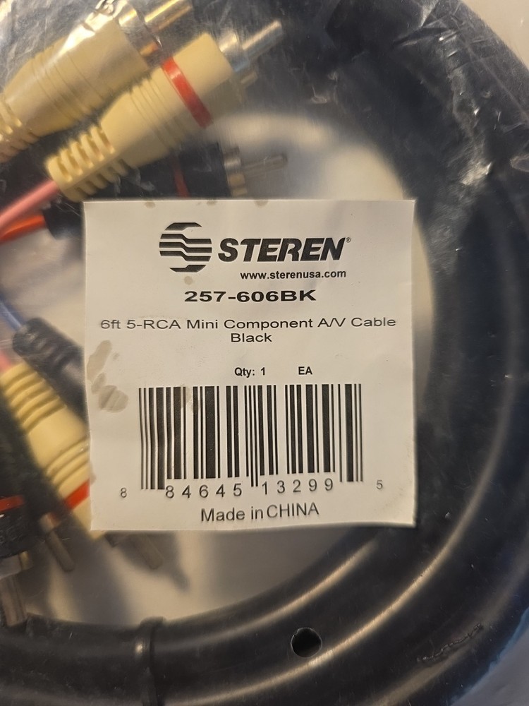 5 RCA Mini Component A/V Cable 6FT Black new