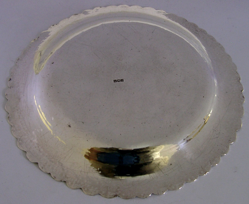 PRETTY 123g EGYPTIAN 900 SOLID SILVER DISH PLATE TRAY c1940s EASTERN ANTIQUE