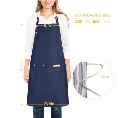 2 Pack Kitchen Cooking Aprons, Adjustable Bib Soft Chef Apron with 2 Pure Black